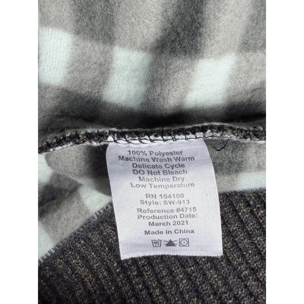 Gioberti Mens Full Zip Fleece Lined Cardigan Sweater Olive Green Windowpane L
